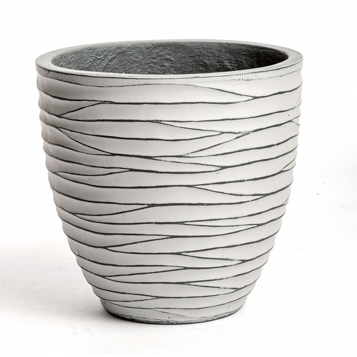 Haveson Pflanzgefäß Big Groove rund Durchmesser 28 x 27 cm Light cement