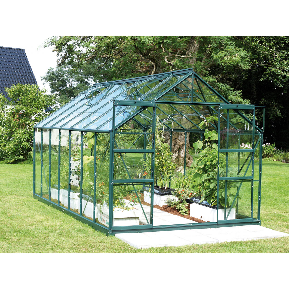 Vitavia Gewächshaus Mars 11500 11,5m² 3 mm Einscheibensicherheitsglas grün Bild 1