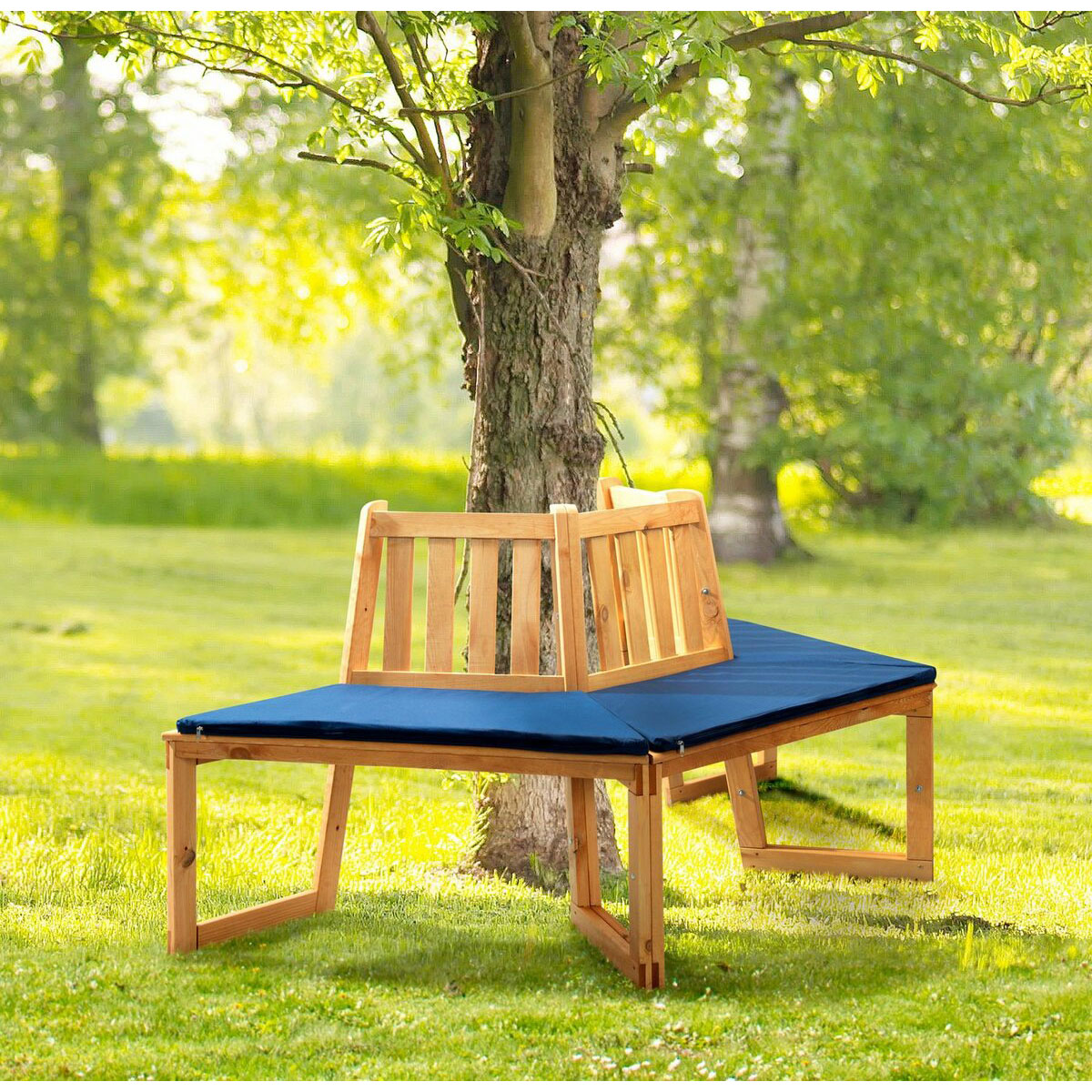 Promadino Baumbank 180 mit Sitzauflagen blau