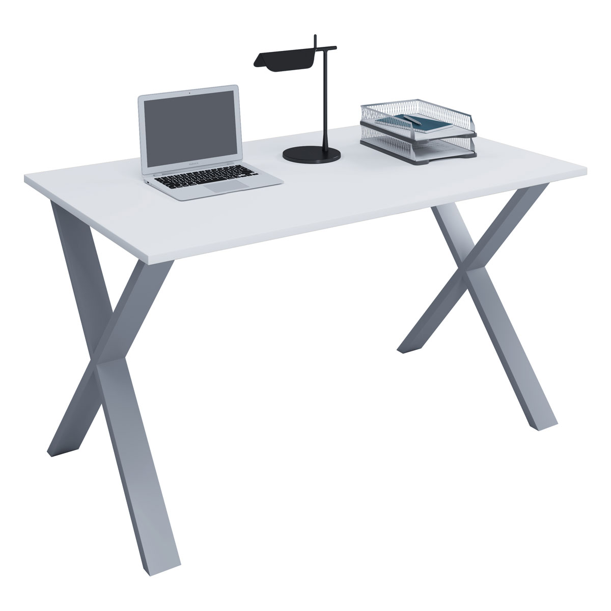 Schreibtisch Lona 80 x 50 cm X-Fußgestell weiß/silber