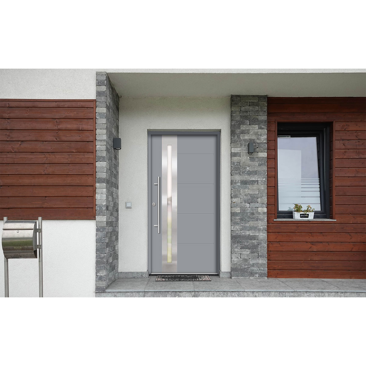 SplenDoor  Premium-Haustür Passivedoor Eksjo RC2 energiesparend einbruchsicher grau 100 x 210 cm links Bild 2