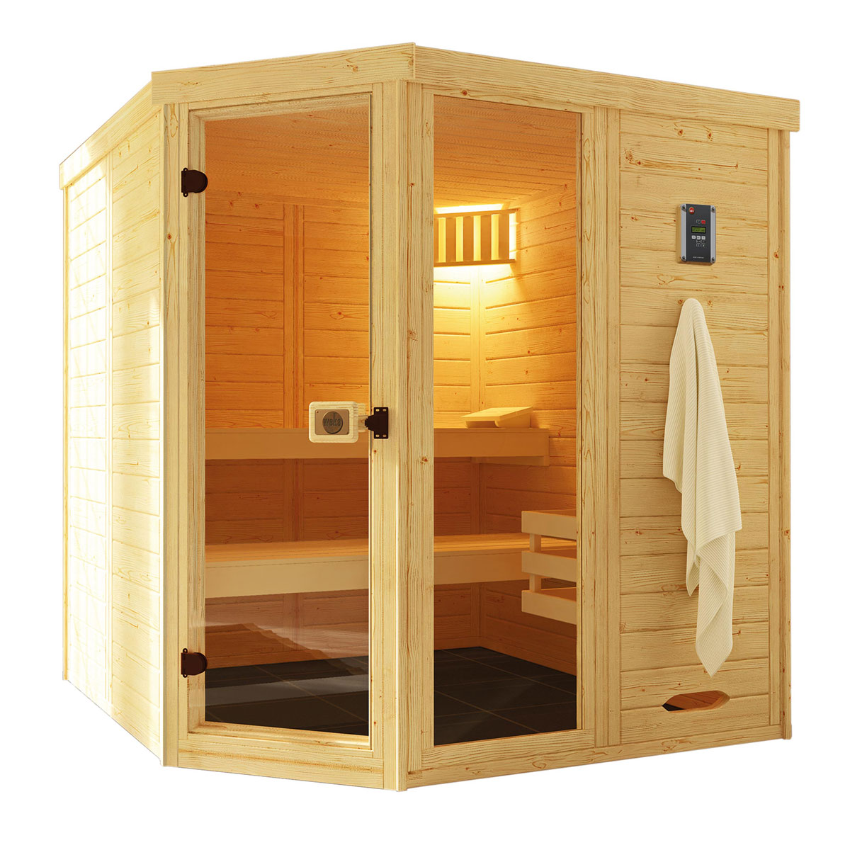 Weka  Premium Massivholz-Elementsauna Kemi Größe 2 Sparset 7,5 kW OS