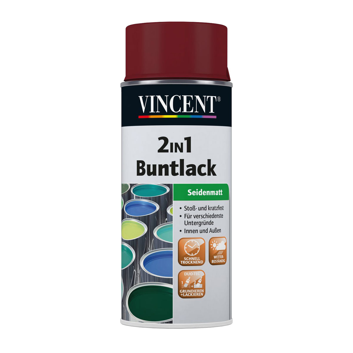 Vincent 2in1 Buntsprühlack purpurrot seidenmatt 400 ml
