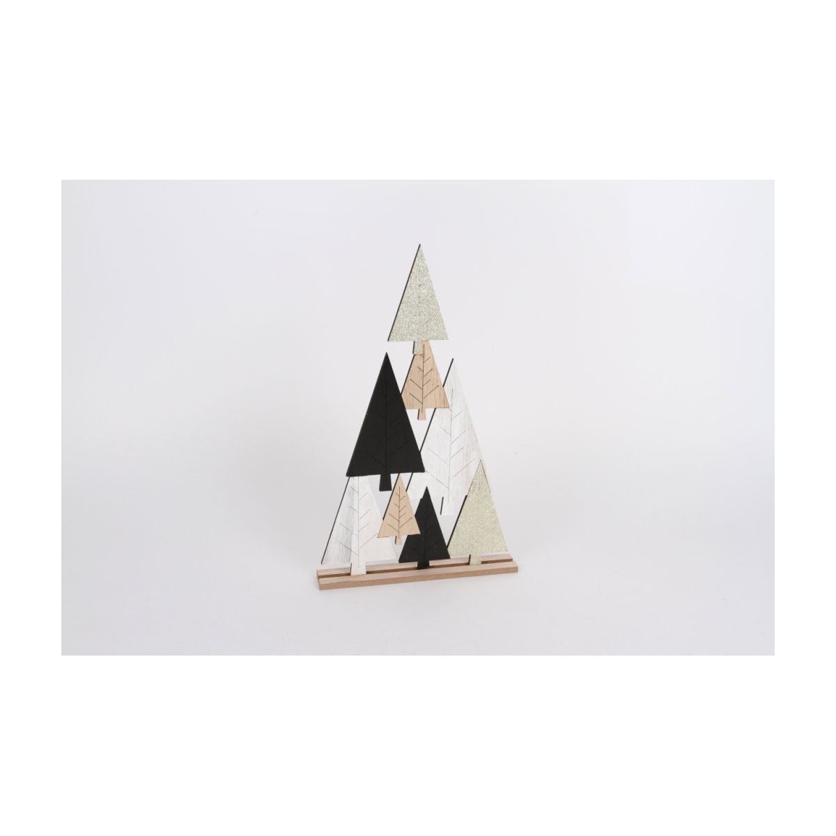 Dekoelement Tanne 27 x 4 x 44 cm schwarz weiss gold