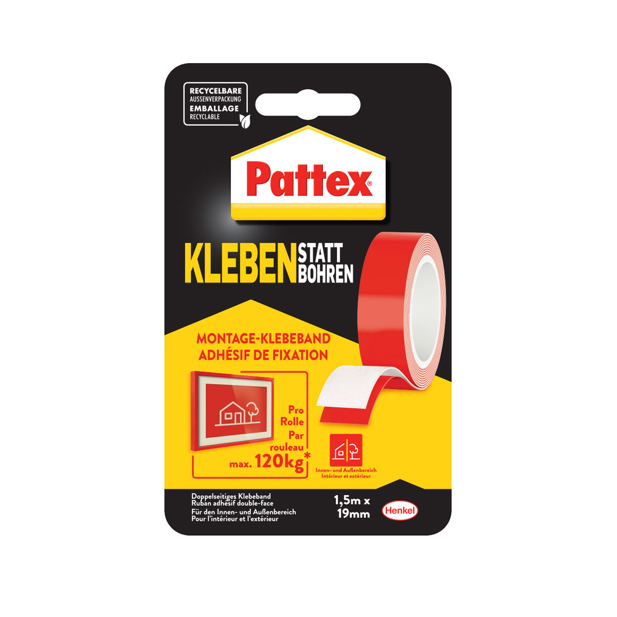 Pattex Klebeband Kleben statt Bohren 19 mm x 1,5 m Bild 2