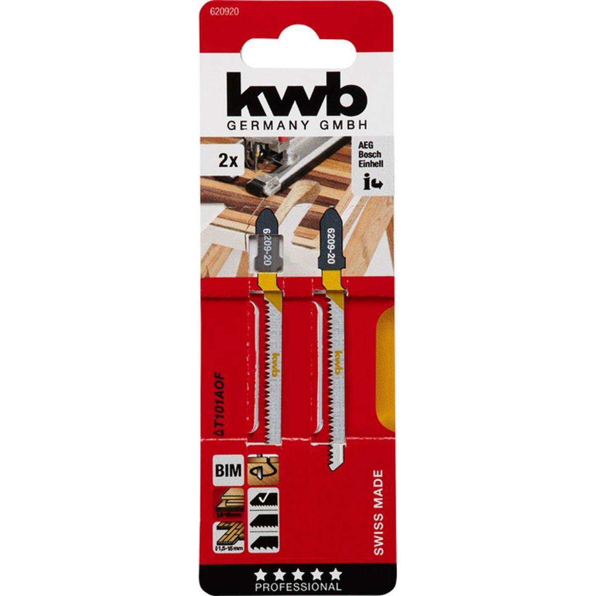 kwb  Stichsägeblätter Laminat Holzbearbeitung Kurve S20 2 Stück Bild 2