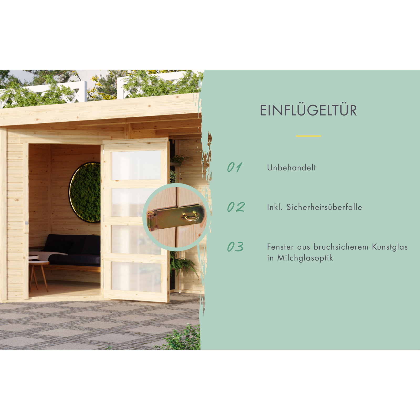 Karibu BBH Schwandorf 5 Set mit Anbau naturbelassen Bild 6