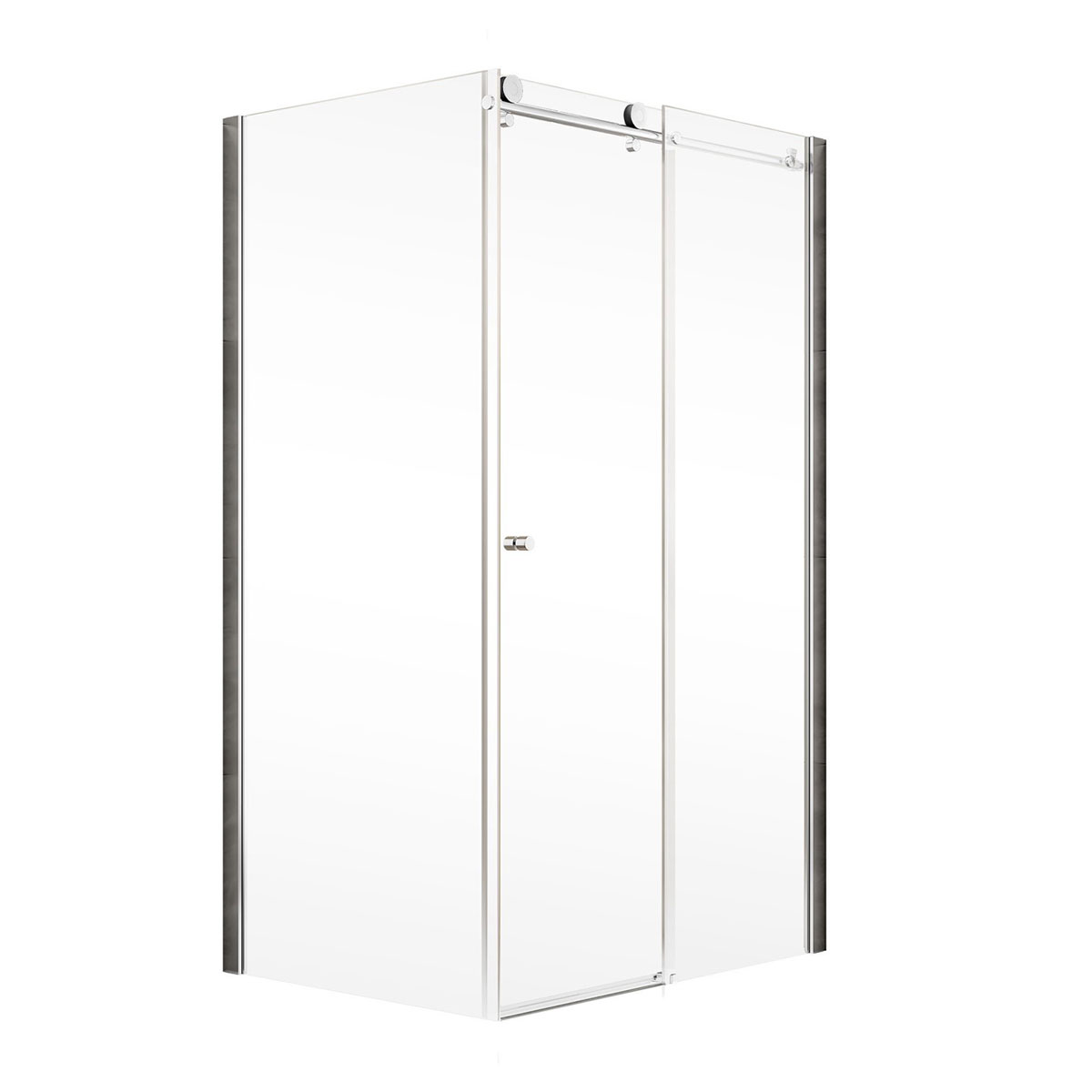 Schulte Schiebetür Master Class inkl Seitenwand 120 x 90 cm weiß Rinne chrom rechts Bild 2