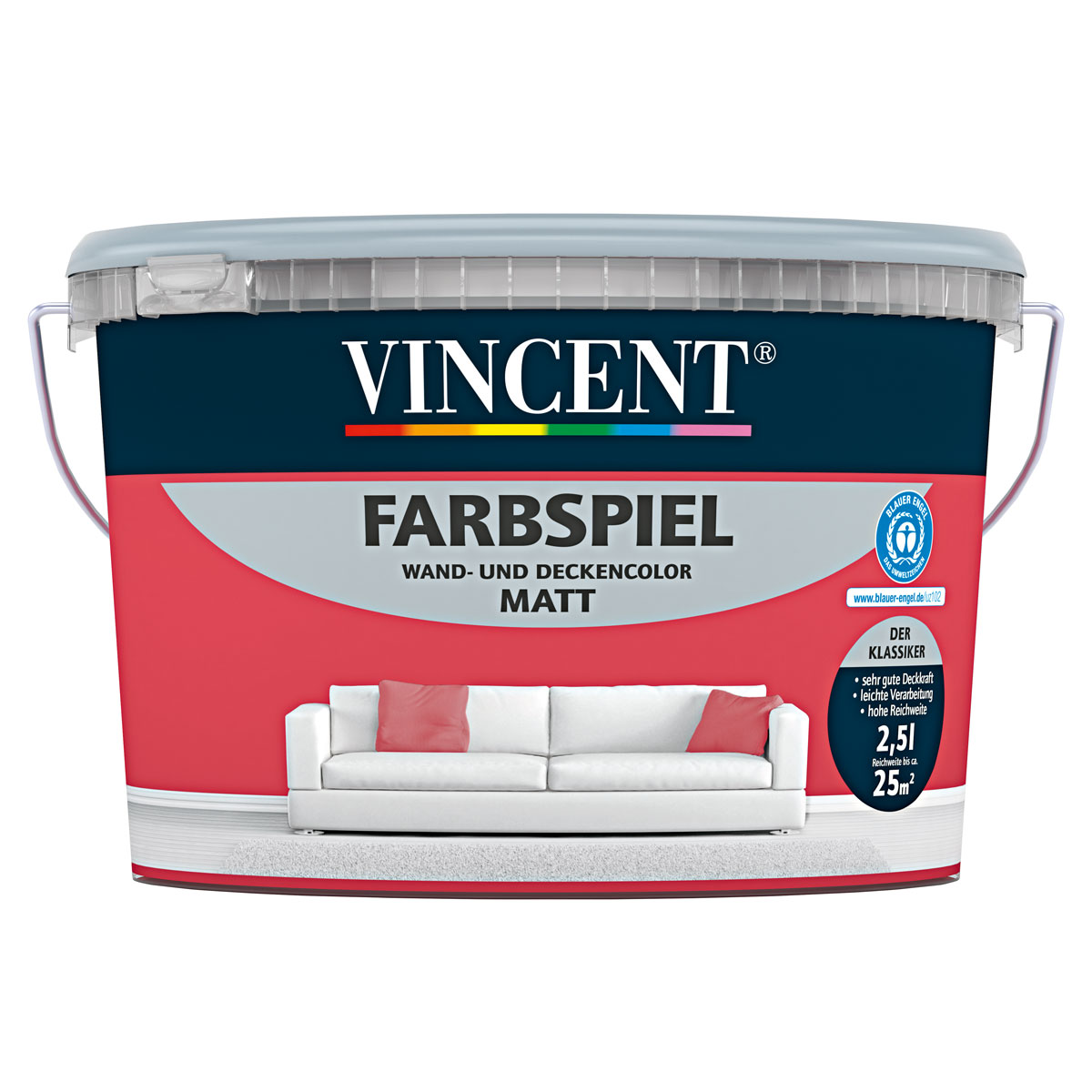 Vincent Wand- und Deckenfarbe Farbspiel Rubina matt 2,5 L Bild 1