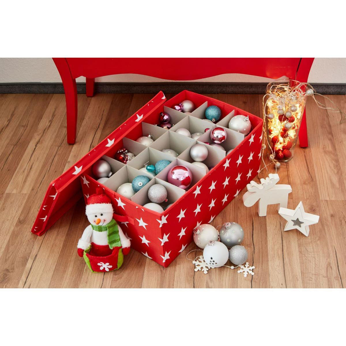 Aufbewahrungsbox für z.B Weihnachtskugeln rot 30 Fächer Bild 5