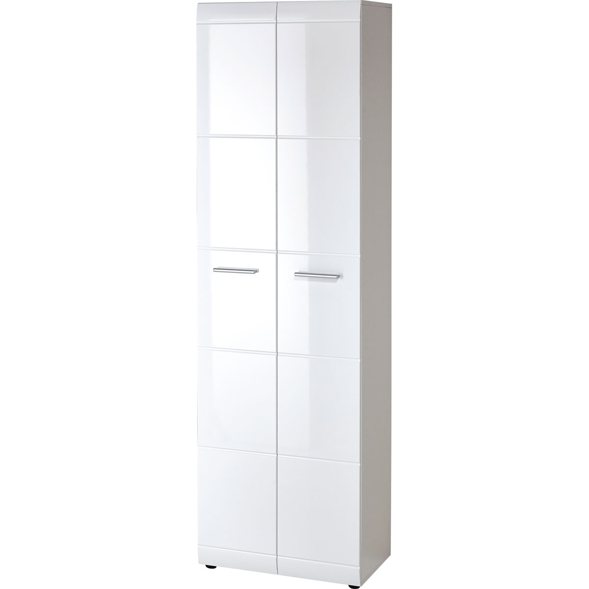 Garderobenschrank Adison Fronten in Hochglanz mit Rillenfräsung 59 x 197 x 37 cm weiß