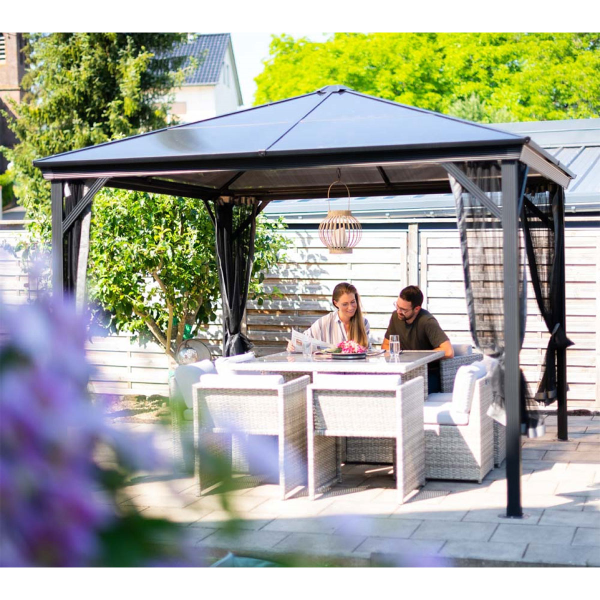 Sojag Pavillon Verona 1010 inkl. Moskitonetz 298,3x298,3x261cm Anthrazit Bild 4