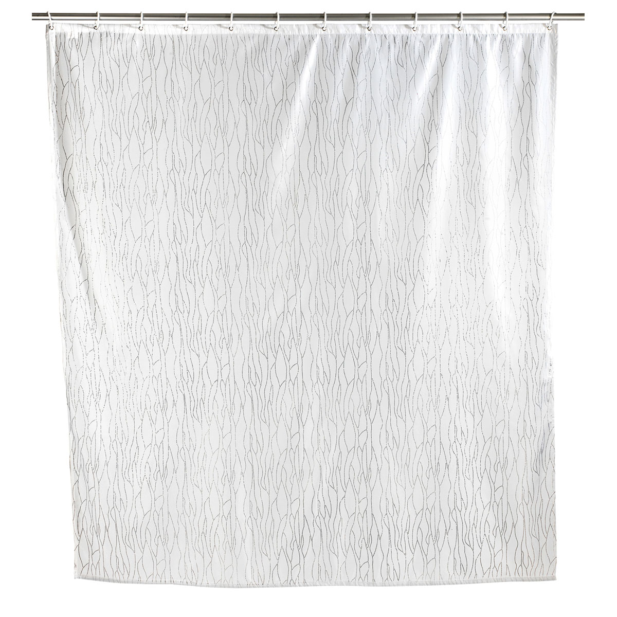 Wenko Duschvorhang Deluxe Weiß mit glänzenden Applikationen Textil Polyester 180 x 200 cm waschbar