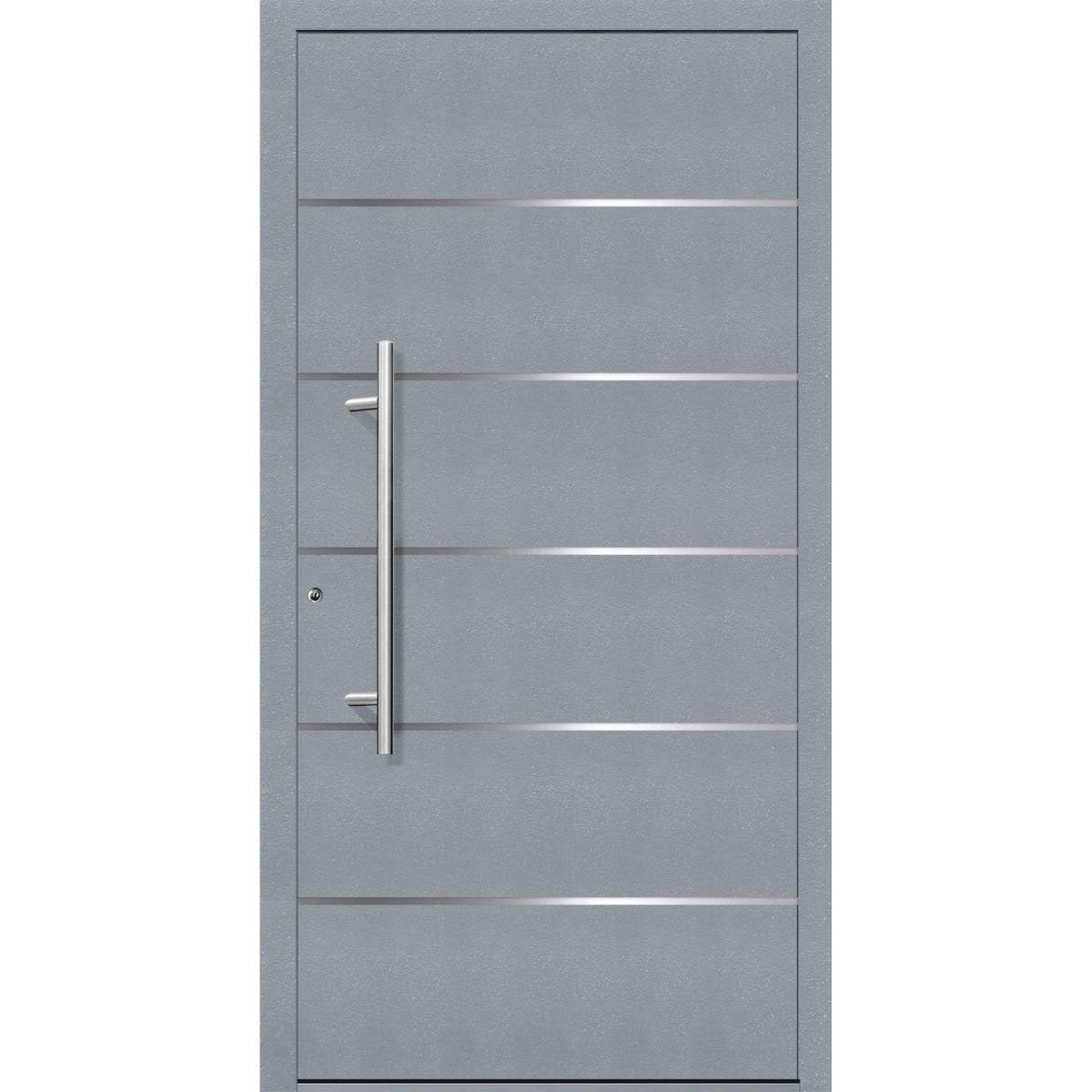 Aluminium Sicherheits-Haustür Livorno Exklusiv 75 mm grau 100 x 210 cm Anschlag links inkl Griffset