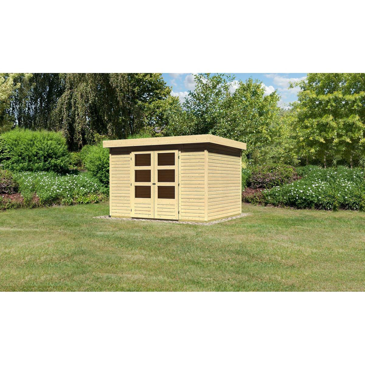 Karibu Gartenhaus Askola naturbelassen 302 x 306 x 216 cm Bild 3