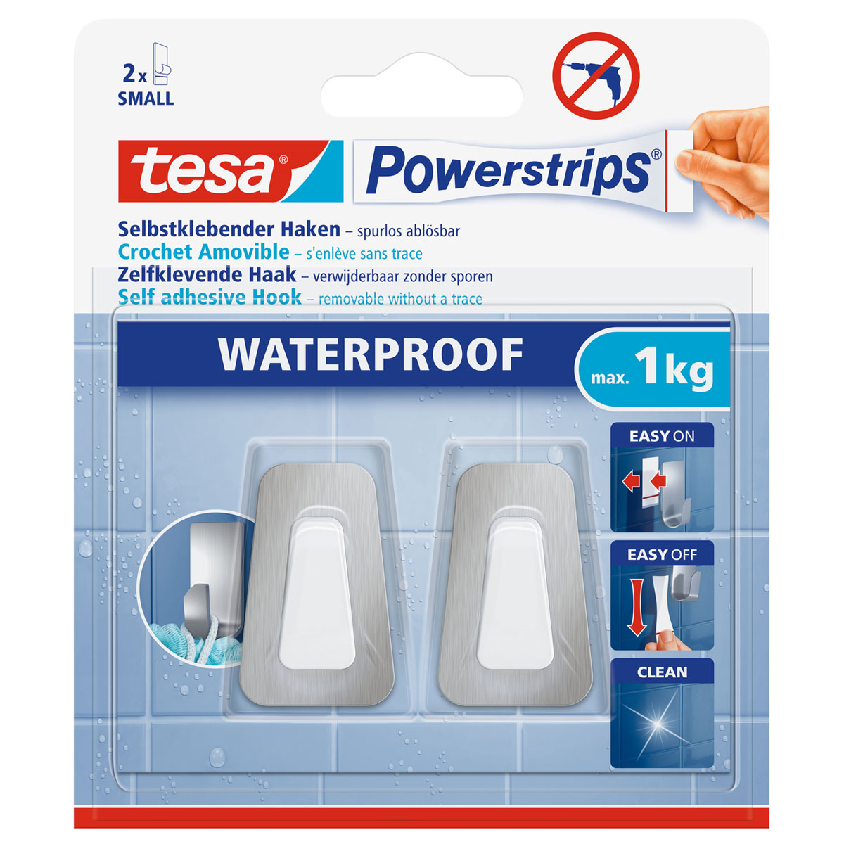 Tesa Powerstrips Waterproof Haken Small Metall und Plastik