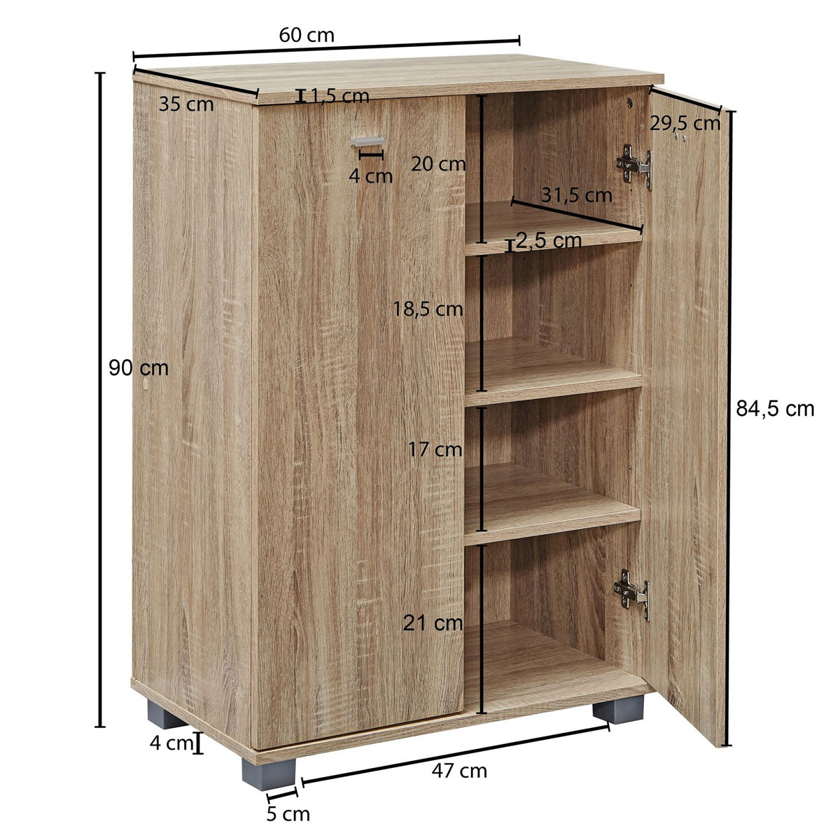 Wohnling Schuhschrank „Taja“, Holz Sonoma Bild 7