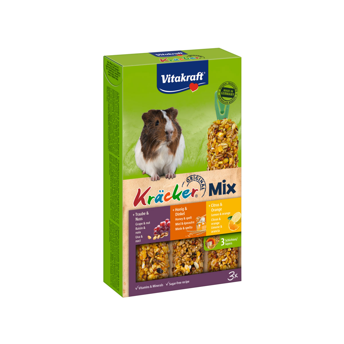 Vitakraft Kraecker Trio Nuss/Honig/Citrus 3St Meerschweinchen