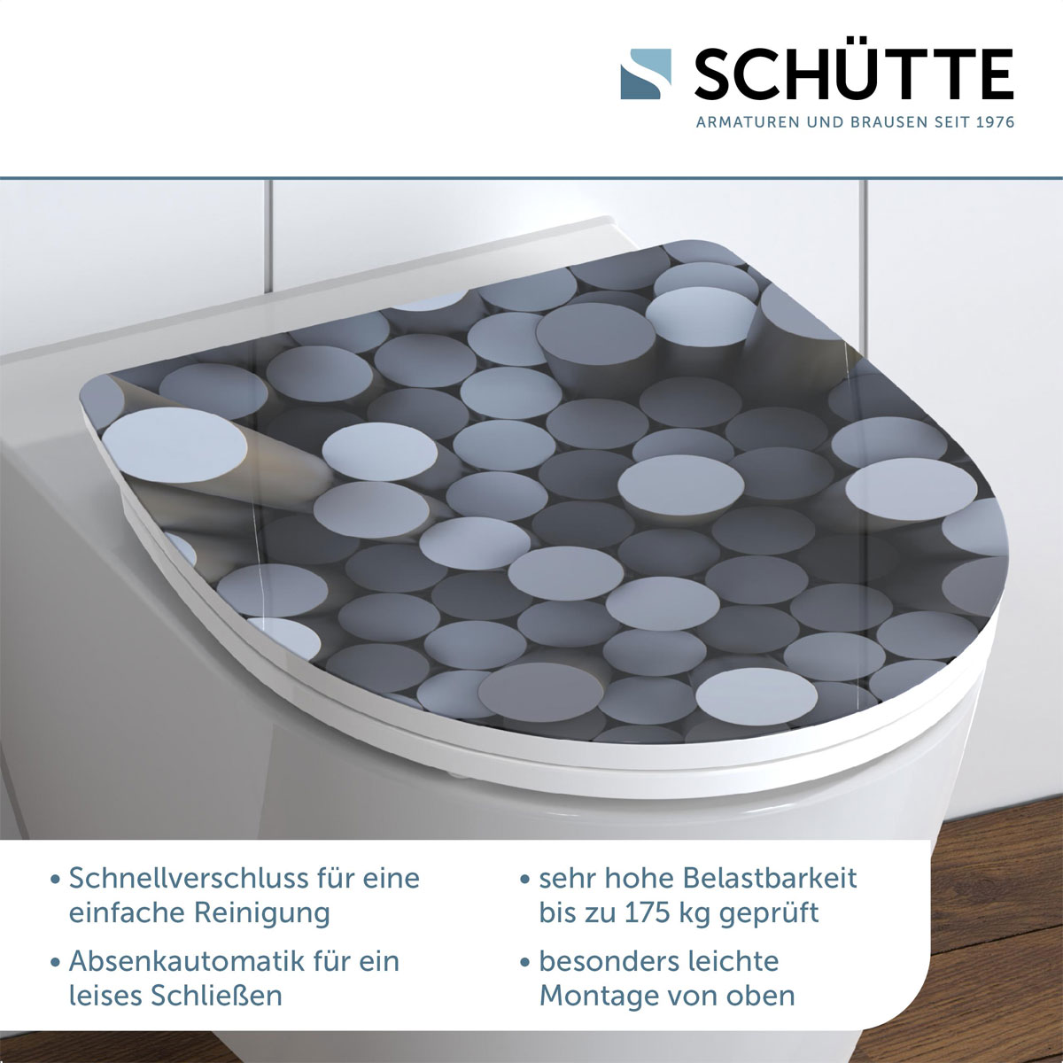 Schütte Duroplast HG WC-Sitz ROUND DIPS mit Absenkautomatik und Schnellverschluss Bild 8