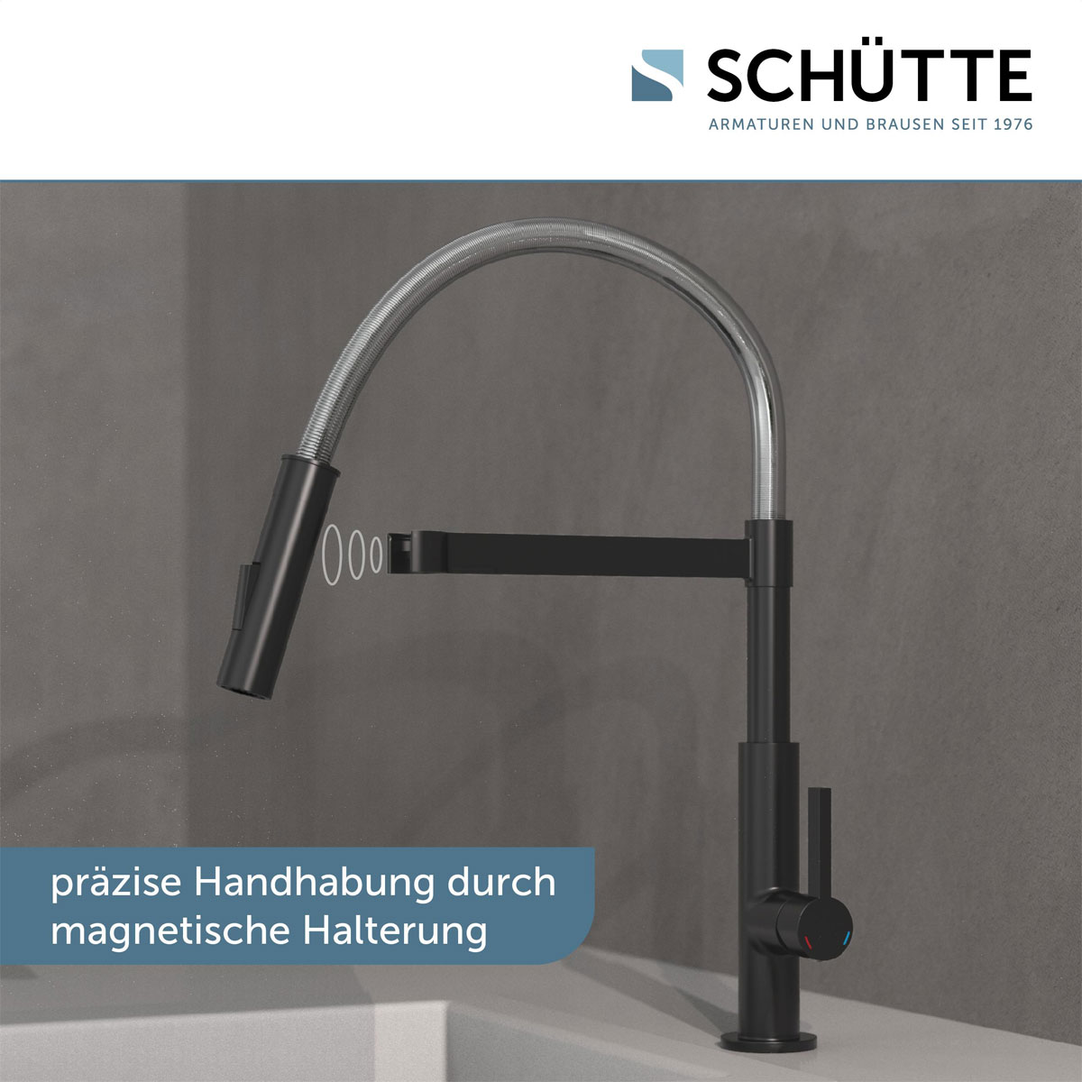 Schütte Spültischarmatur Miami schwarz matt Hochdruck ausziehbar Bild 5