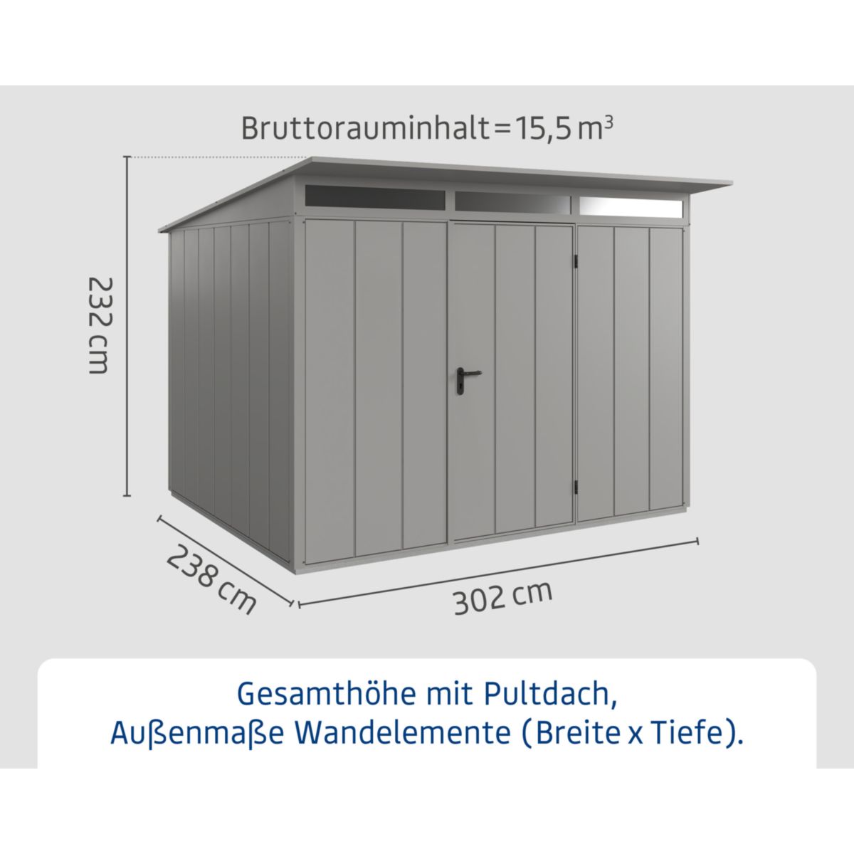 EcoStar  Gerätehaus Elegant-PTyp 3RAL9007 1 flg Bild 3