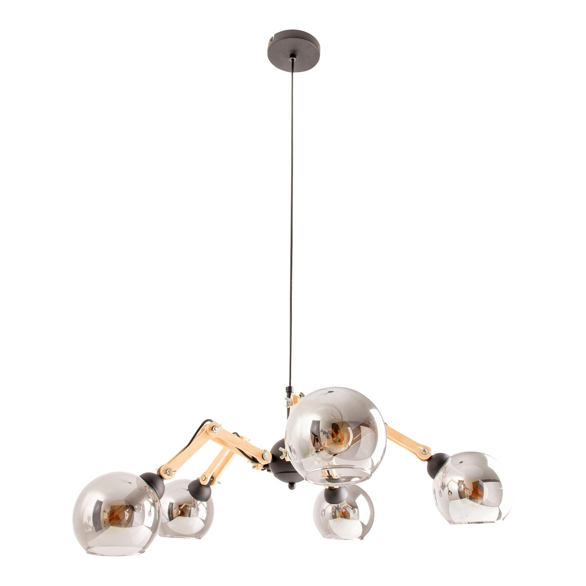 näve  Pendelleuchte Soito schwarz Glas 5er