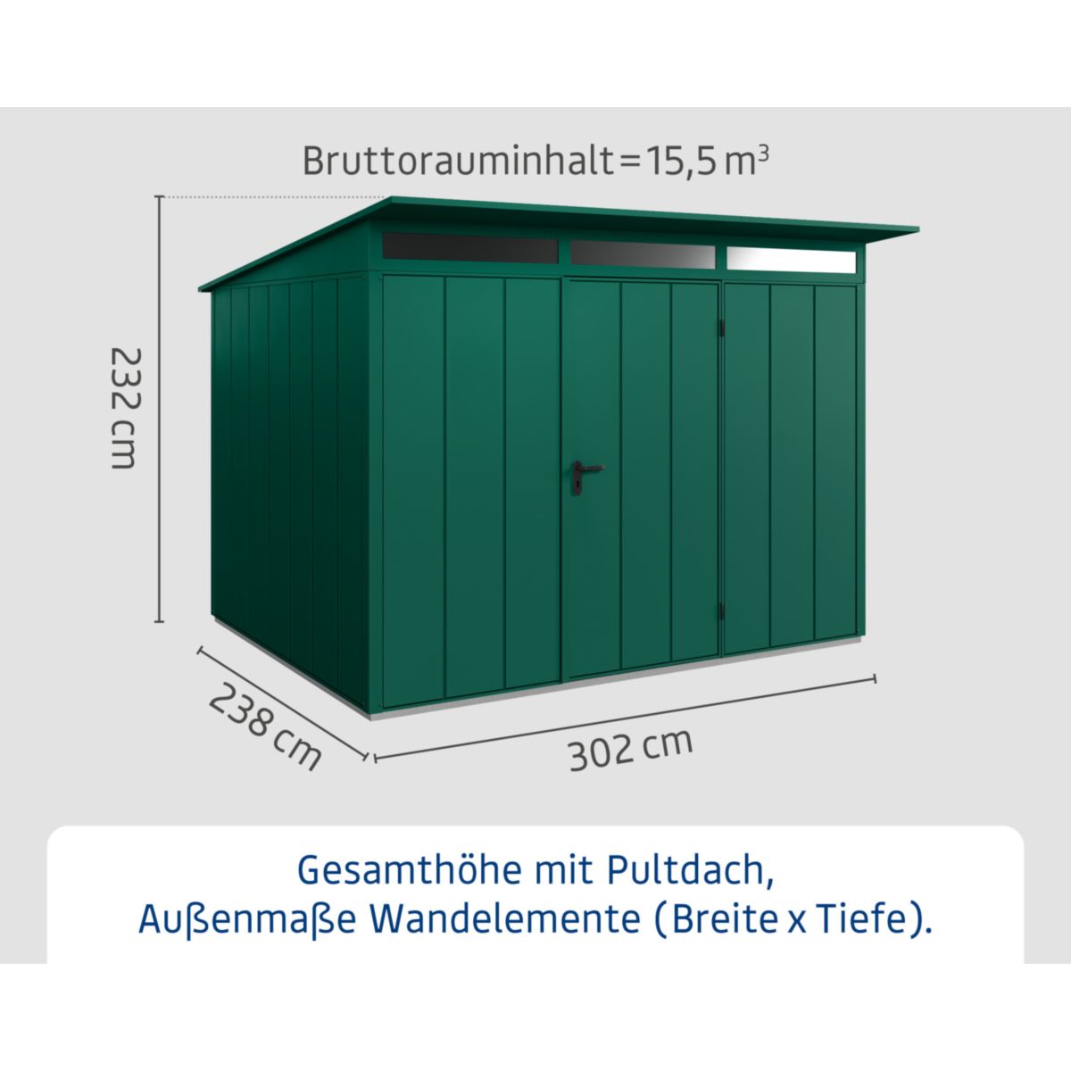 EcoStar  Gerätehaus Elegant-PTyp 3RAL6005 1 flg Bild 3