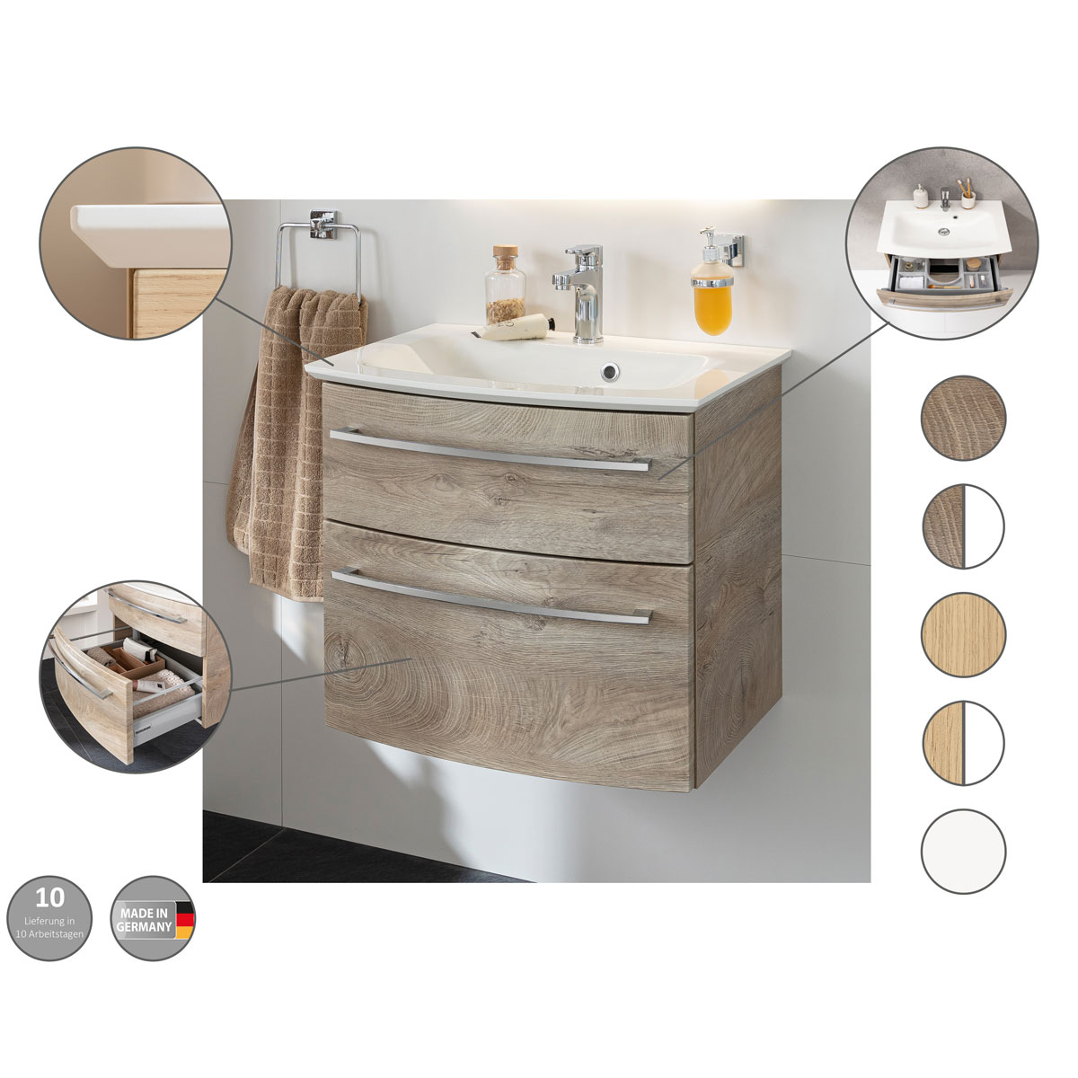 Fackelmann  Waschtisch-Set B.Style 832 x 543 x 478 mm Nature Oak Bild 5