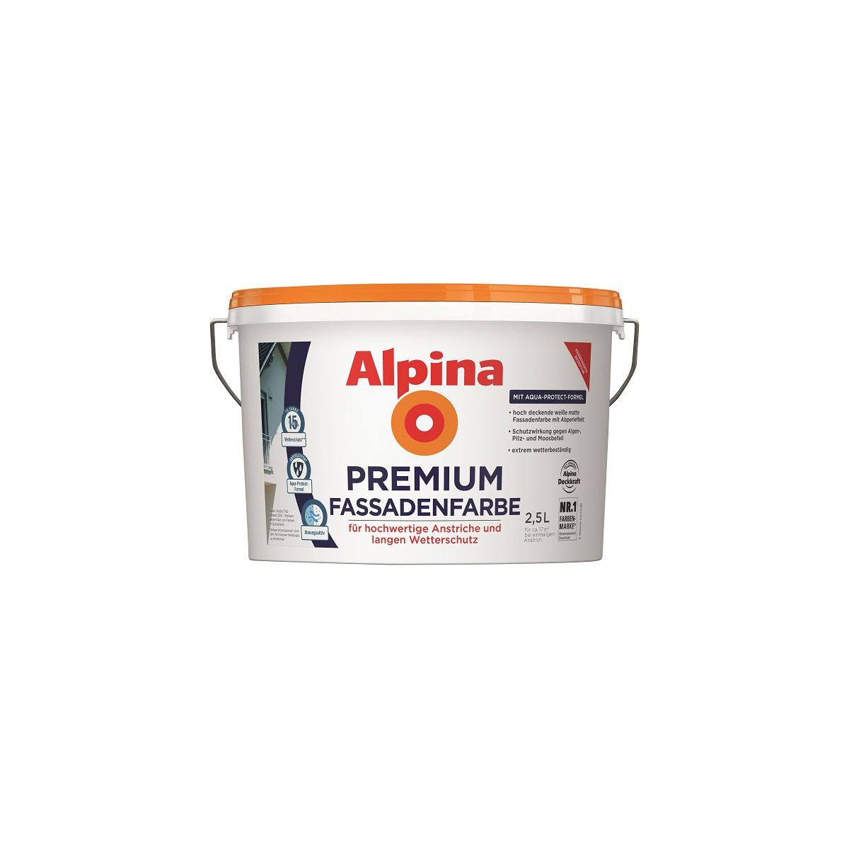 Alpina Premium Fassadenfarbe Weiß Matt 2,5 L
