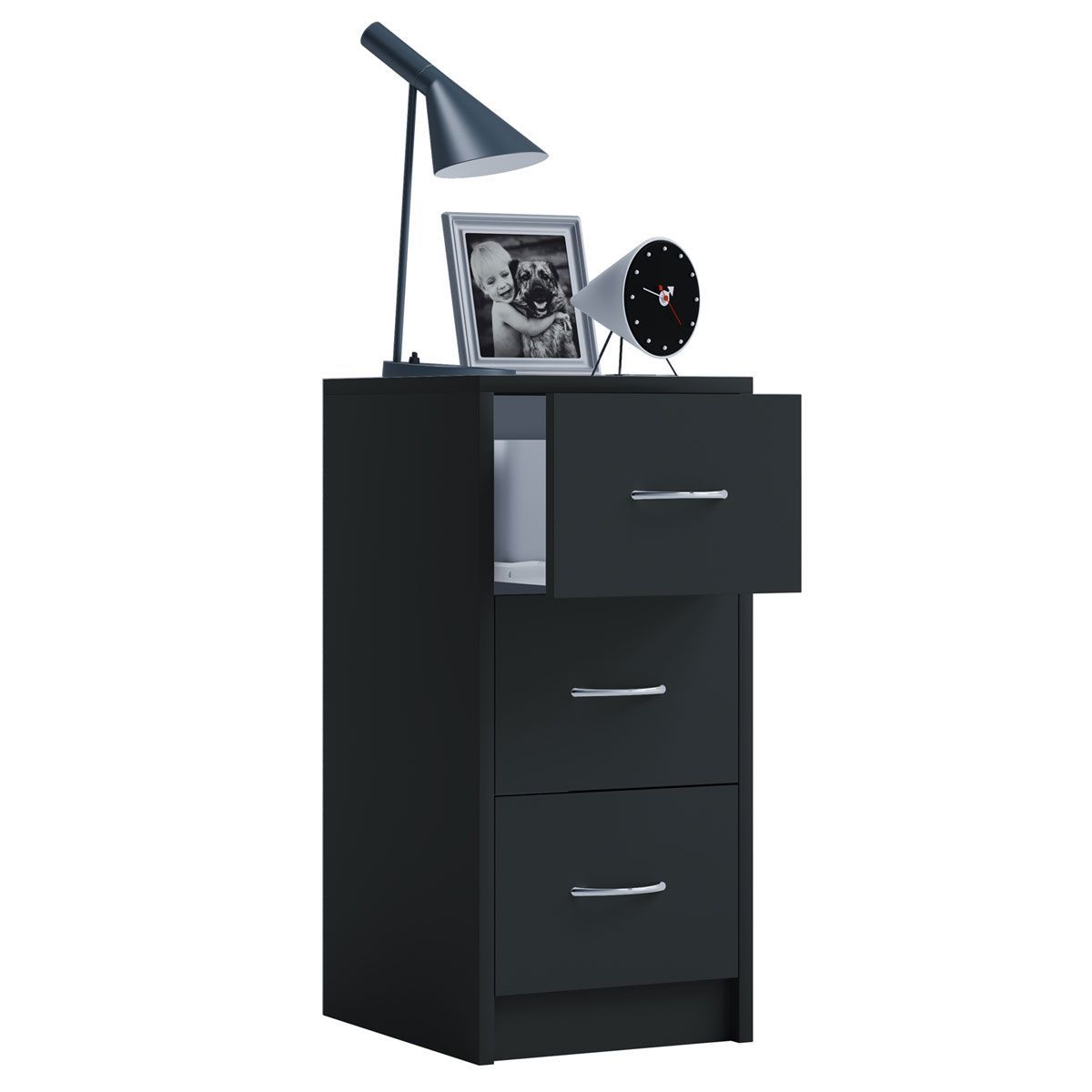 Nachttisch Boxal Maxi grau/weiß