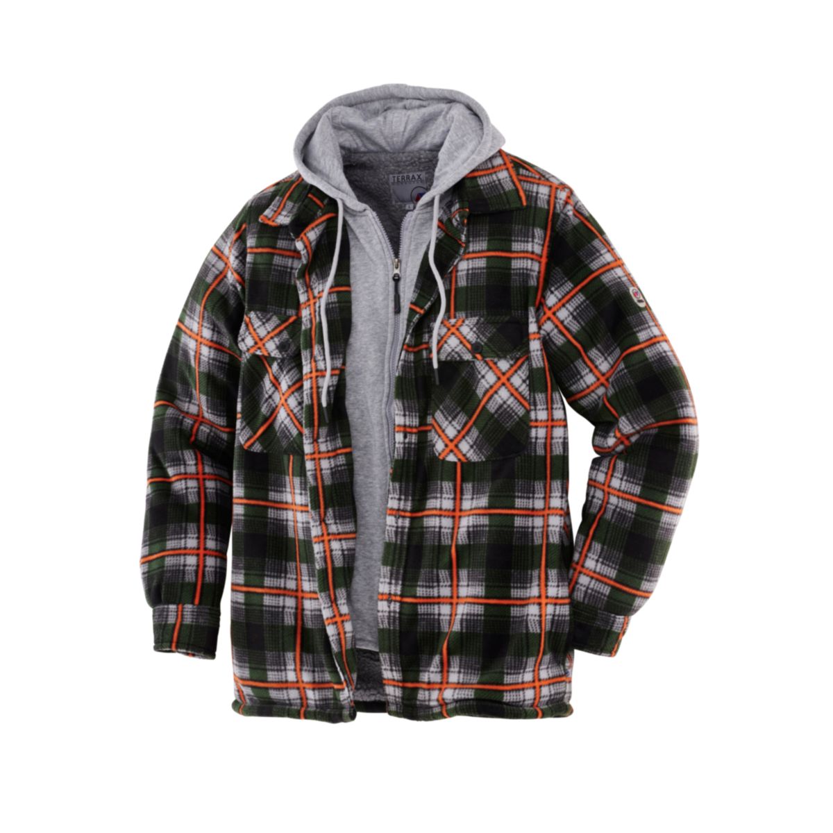 Terrax Workwear Herren Thermohemd mit Kapuze Gr. L forstgrün orange