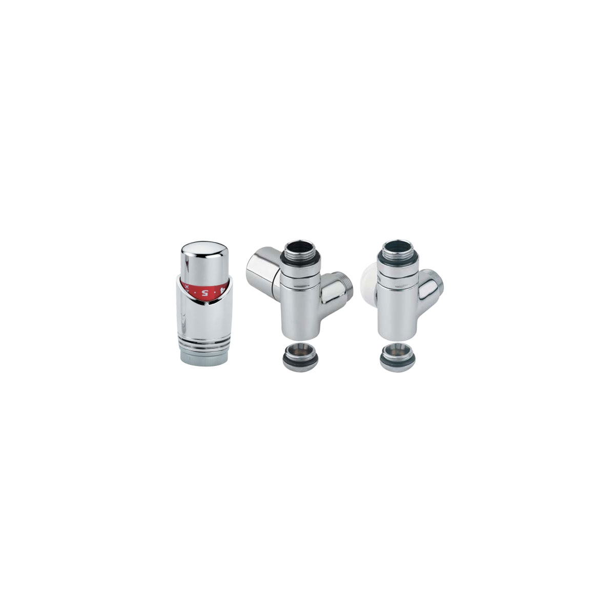 Ximax Heizkörper Zubehör Thermostatset für Mischbetrieb Eck-Ausführung 16 mm Chrom