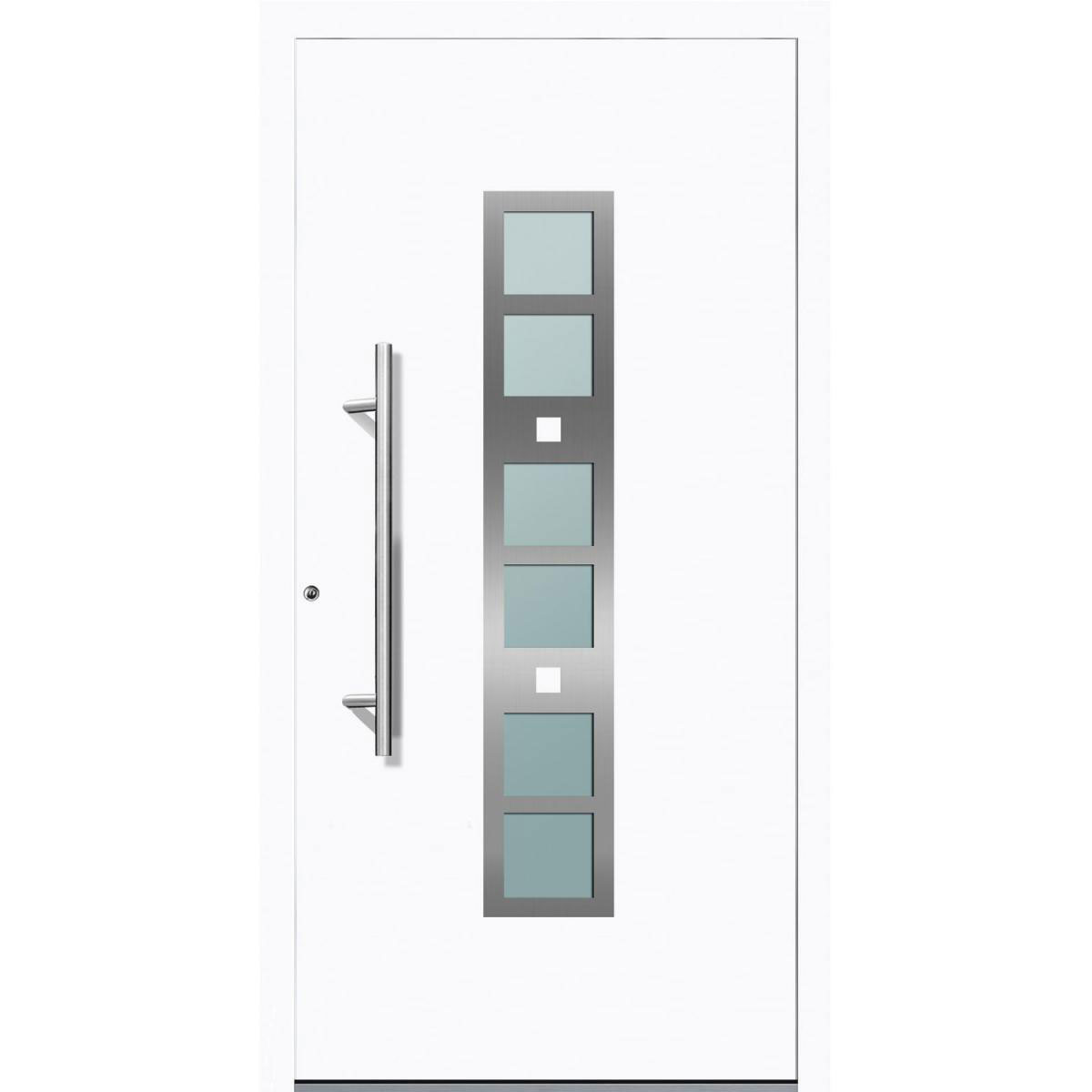 Aluminium Sicherheits-Haustür Pisa Exklusiv 75 mm weiß 100 x 210 cm Anschlag links inkl Griffset