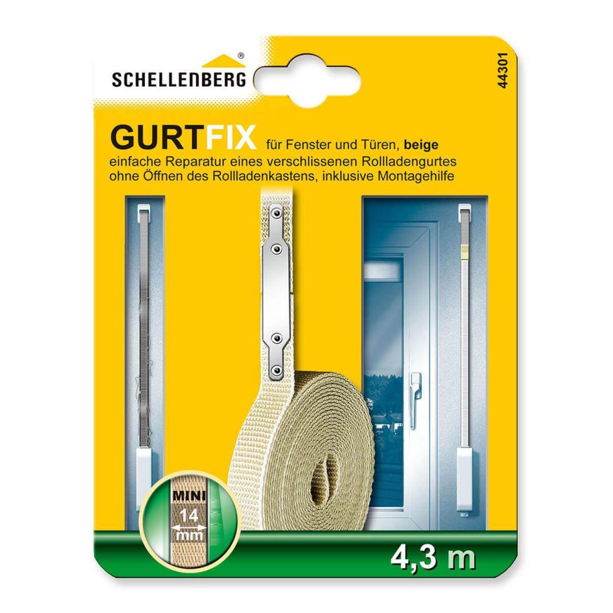 Schellenberg Gurt-Reparatur-Set Mini 4,3m Gurt Fix für 14 mm Gurtband beige Bild 2