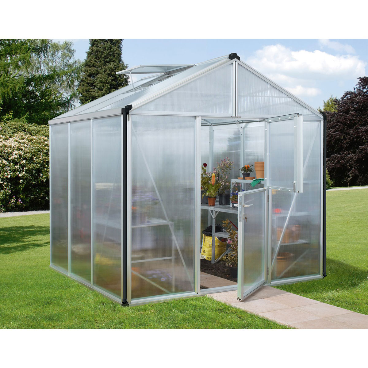 Vitavia Gewächshaus Zeus 6200 6,2m² 16 mm HKP silber