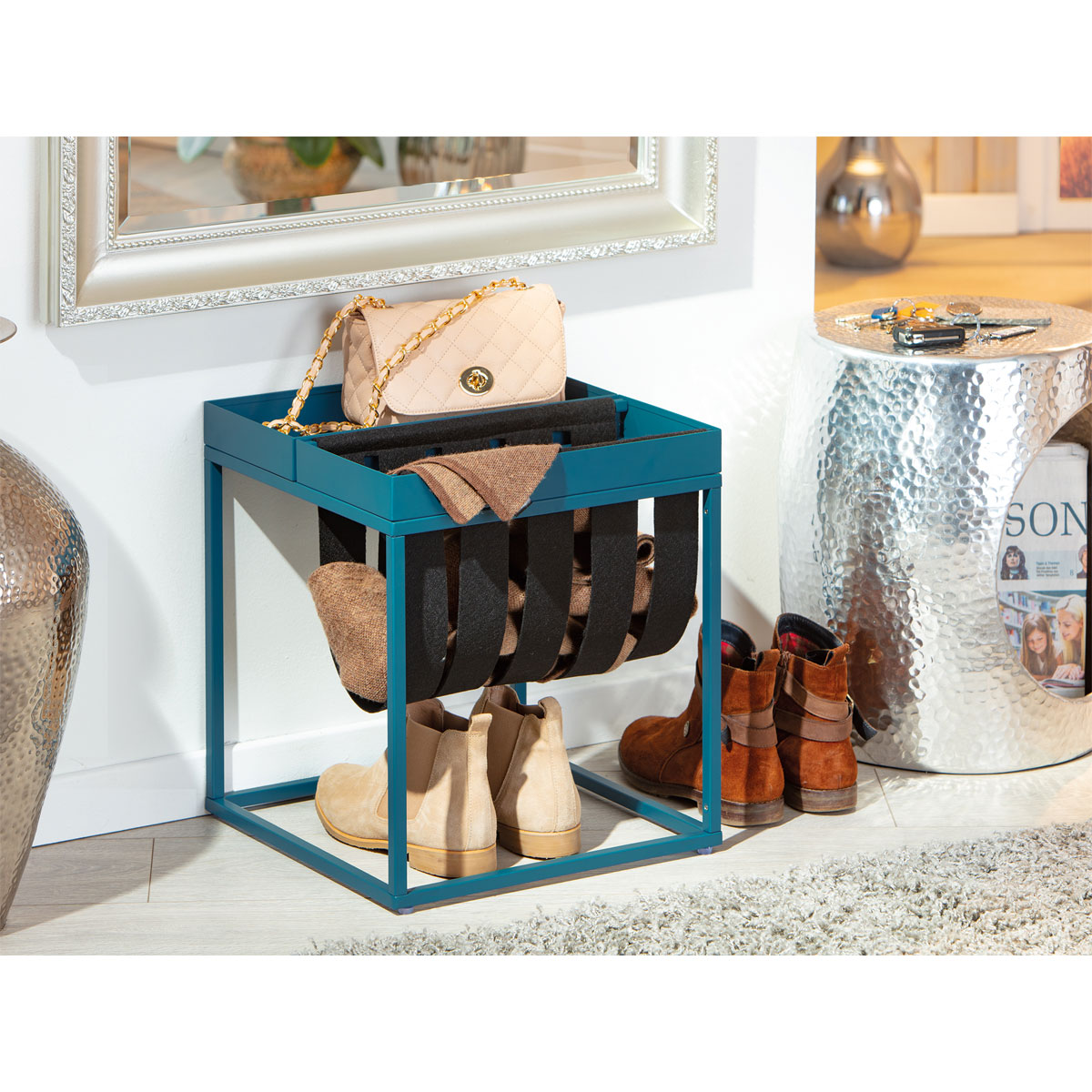 Inter Link Magazinständer „Club NY“, blau-schwarz, 35x40x35 cm Bild 2