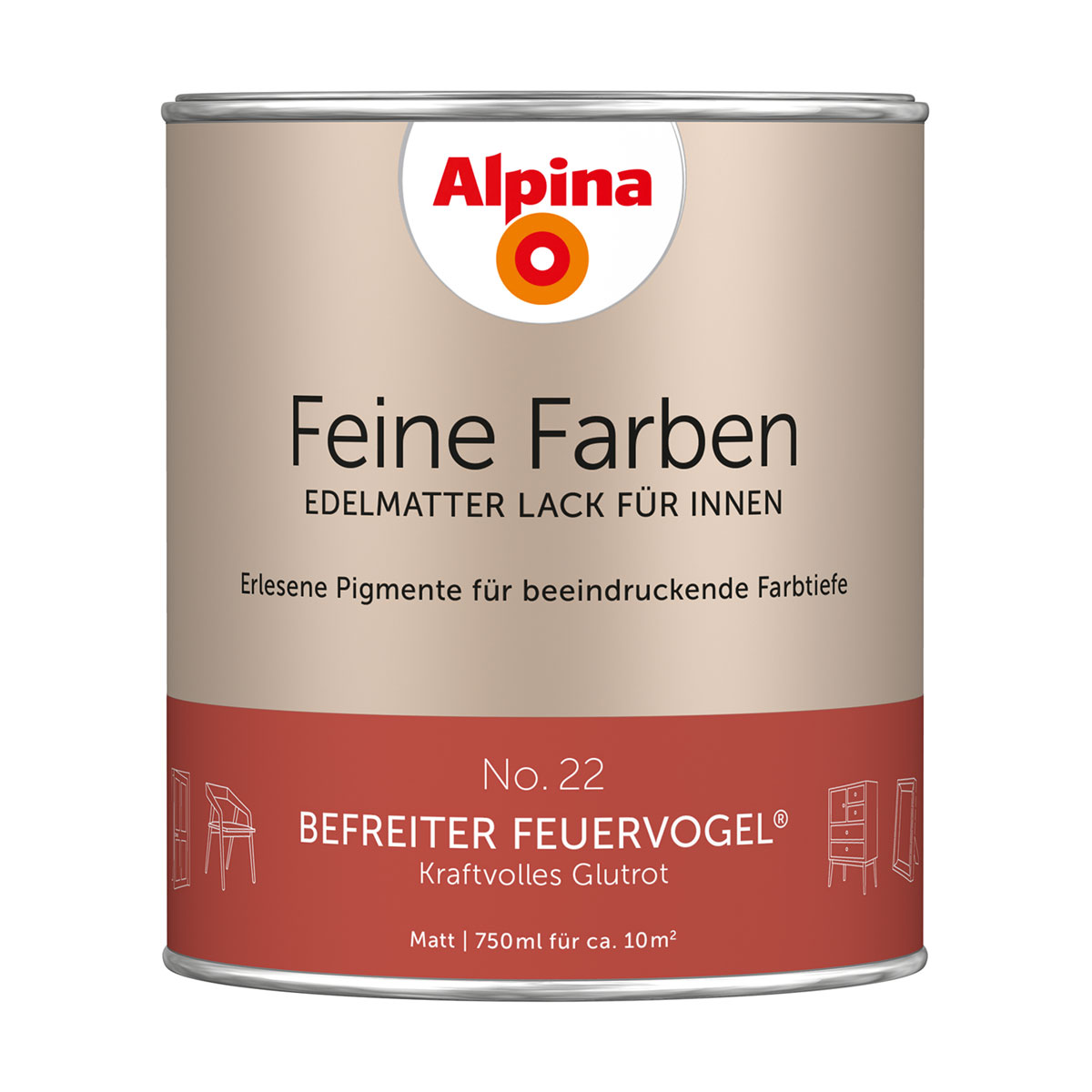Alpina Buntlack Feine Farben Lack No 22 Befreiter Feuervogel edelmatt 750ml