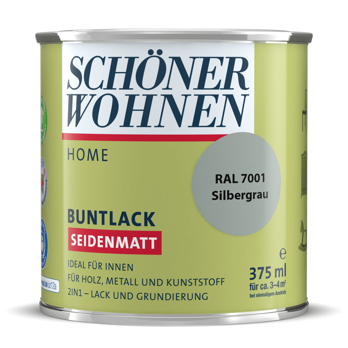 Schöner Wohnen Farbe Buntlack Home silbergrau seidenmatt 375 ml