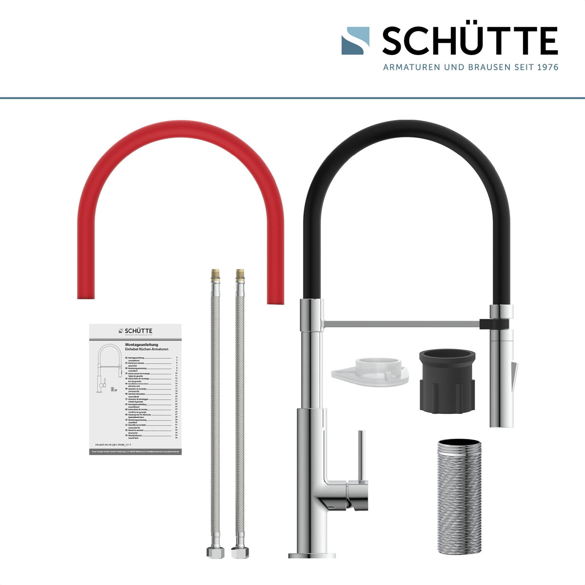 Schütte Küchenarmatur mit ausziehbarer Brause 79180 Stilo chrom schwarz Bild 15