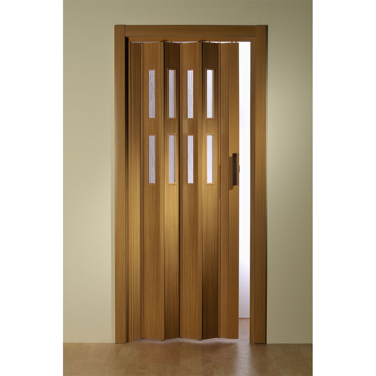FORTE Kunststoff-Falttür Luciana B 88,5 x H 202 cm Buche 2 Fenster