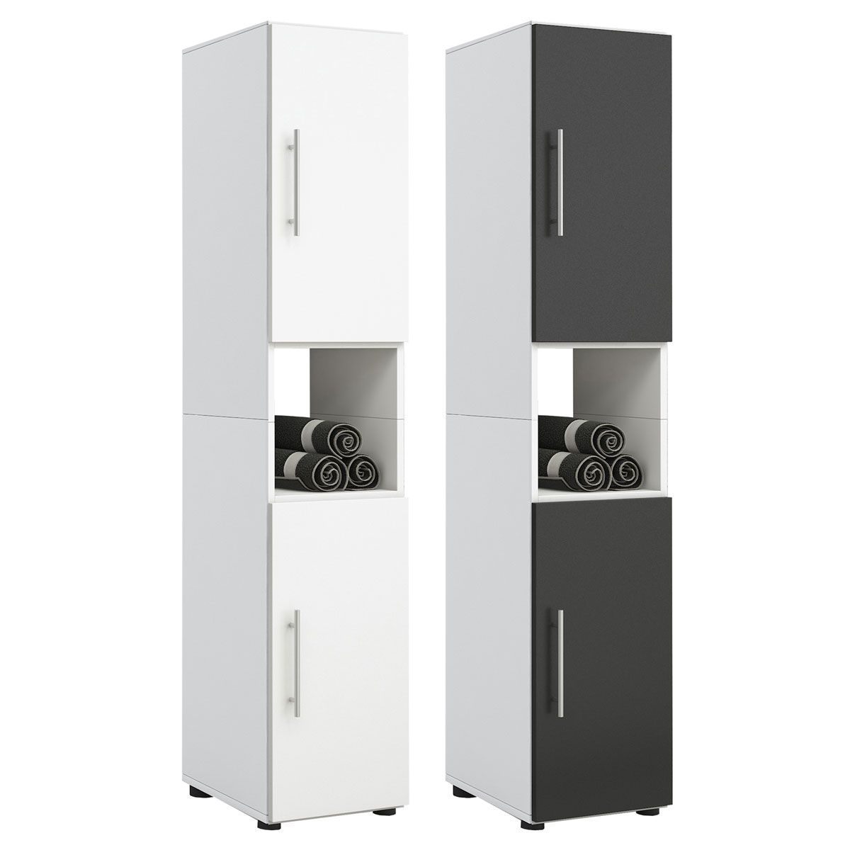 Hochschrank Flandu weiß/schwarz Bild 3