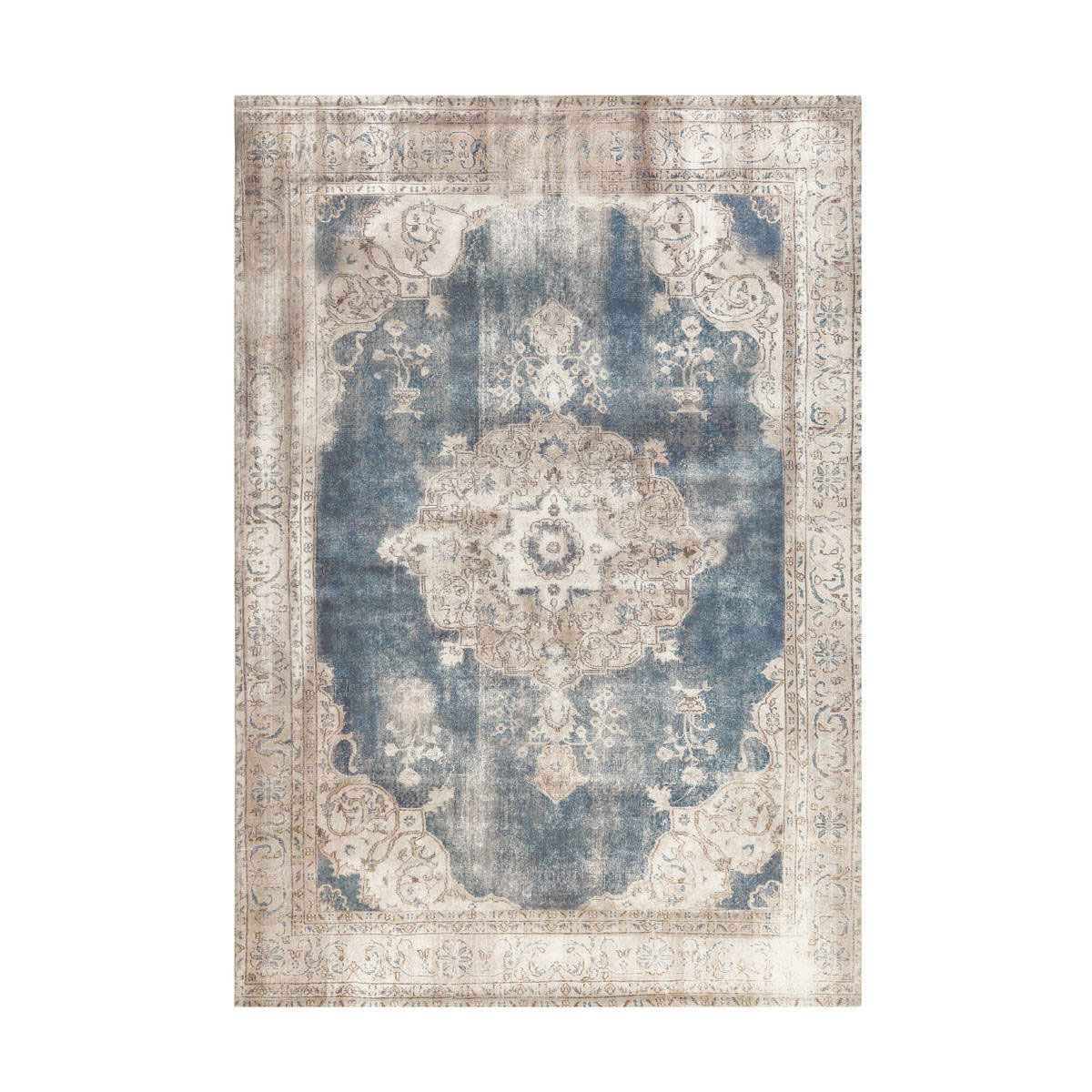 Kurzflorteppich „Vintage 8400“, creme/blau