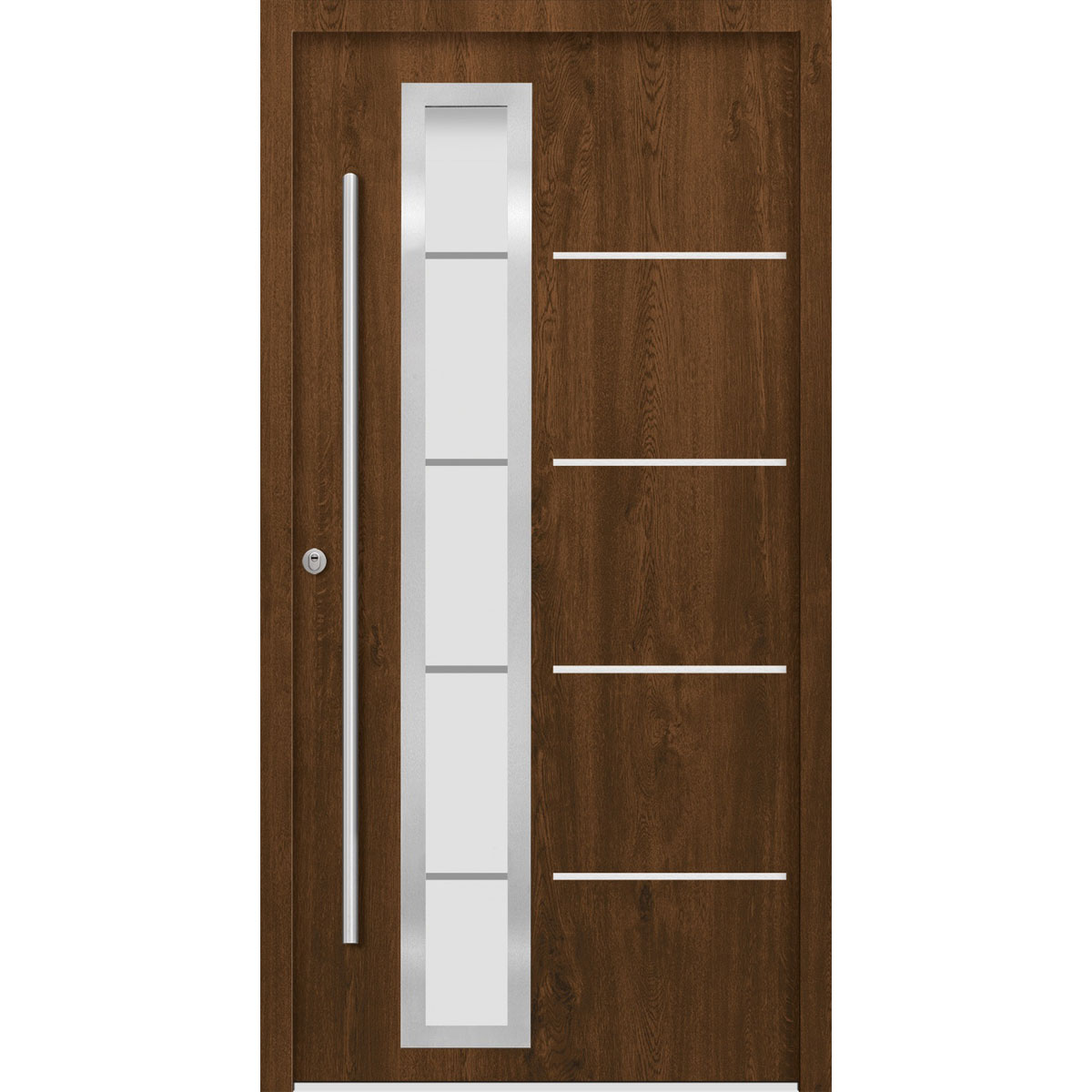 SplenDoor Premium-Haustür Passivedoor Uppsala RC2 energiesparend einbruchsicher nussbaum 100 x 210 cm links