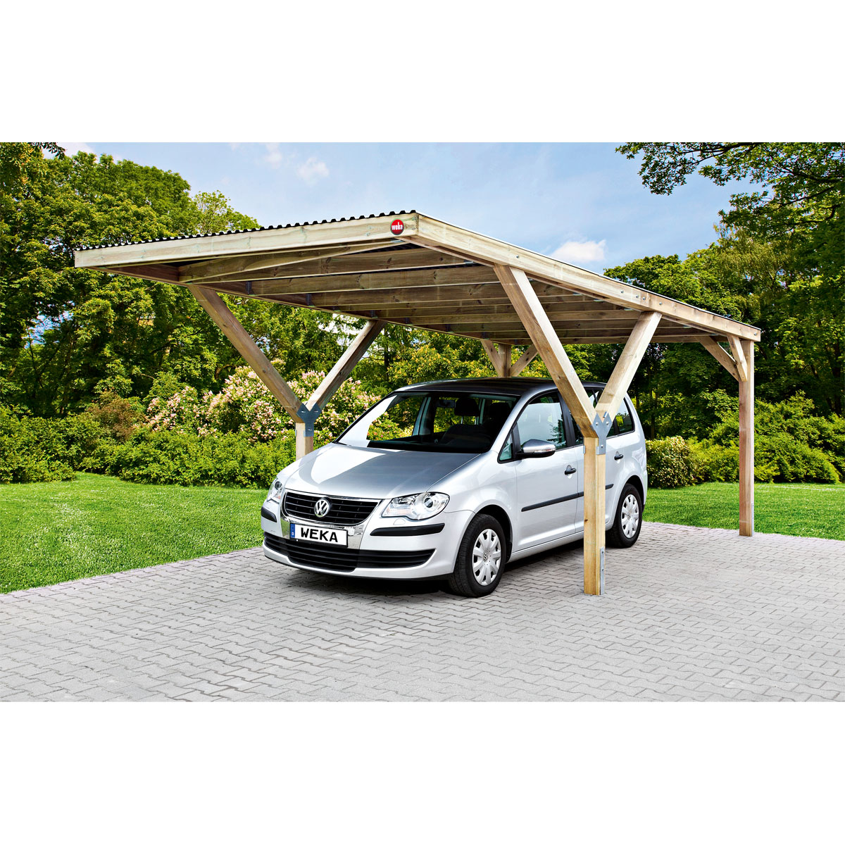 Weka Einzelcarport Y-Form mit PVC-Dach 306 x 606 cm