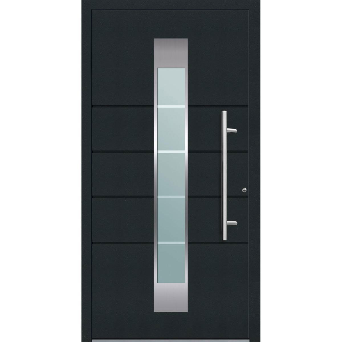 Aluminium Sicherheits-Haustür Turin Exklusiv 75 mm anthrazit 110 x 210 cm Anschlag rechts inkl Griffset