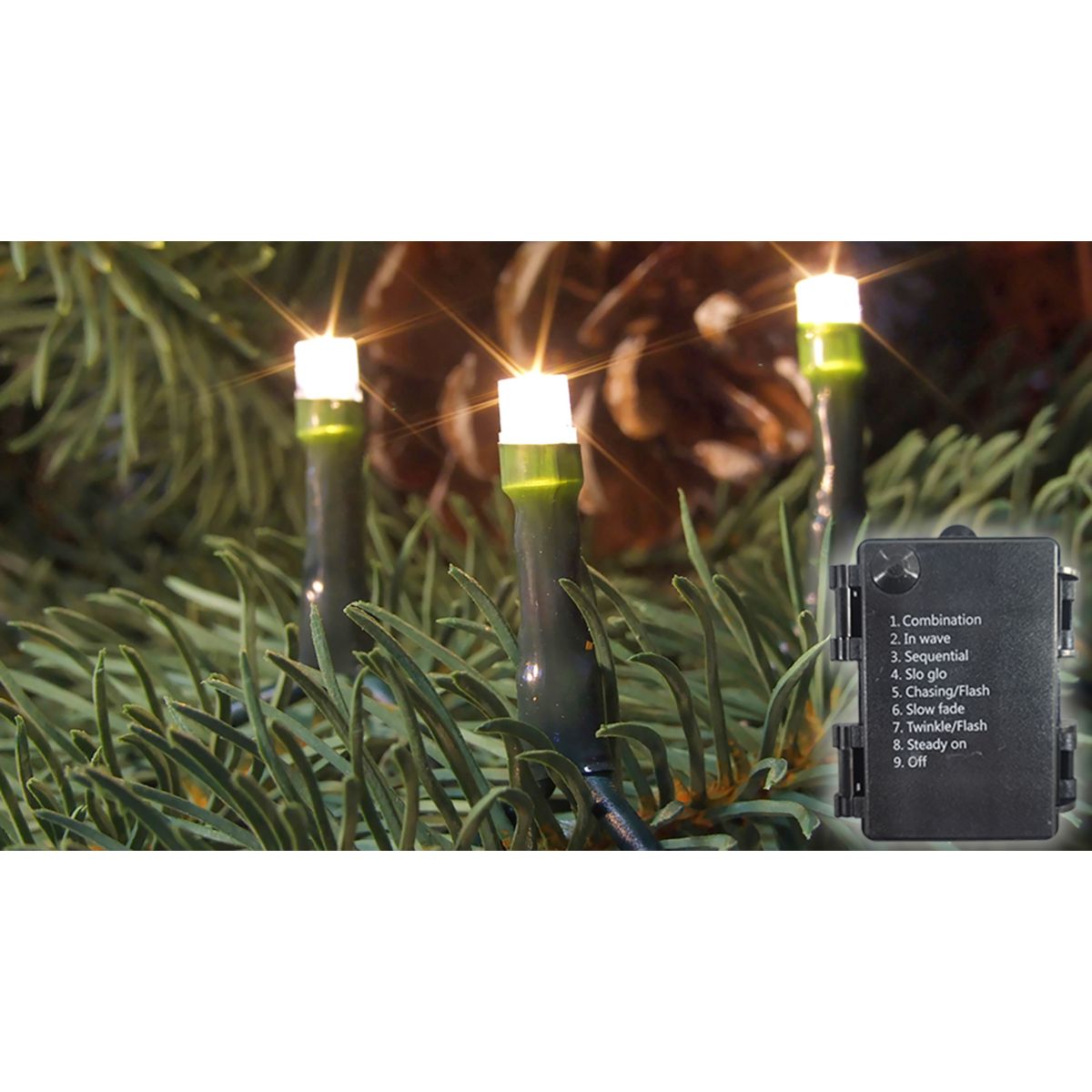 Batterielichterkette mit 48 warmweißen LED IP44 8 Leuchtfunktionen und Timer Bild 3