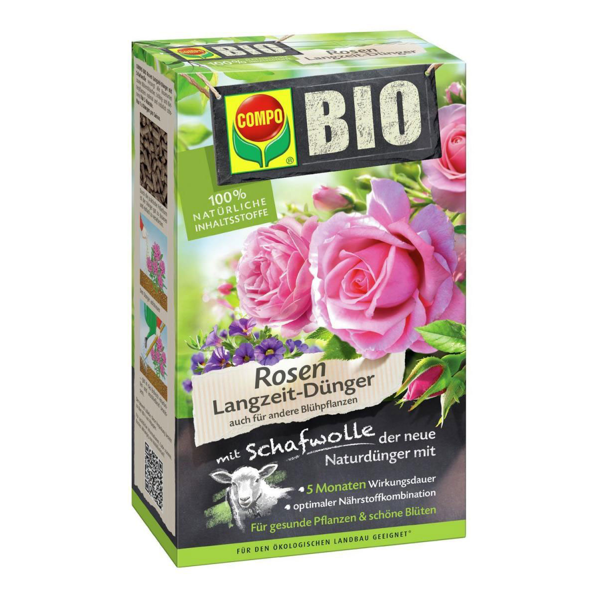 Compo BIO Rosen Langzeit-Dünger mit Schafwolle 2 L