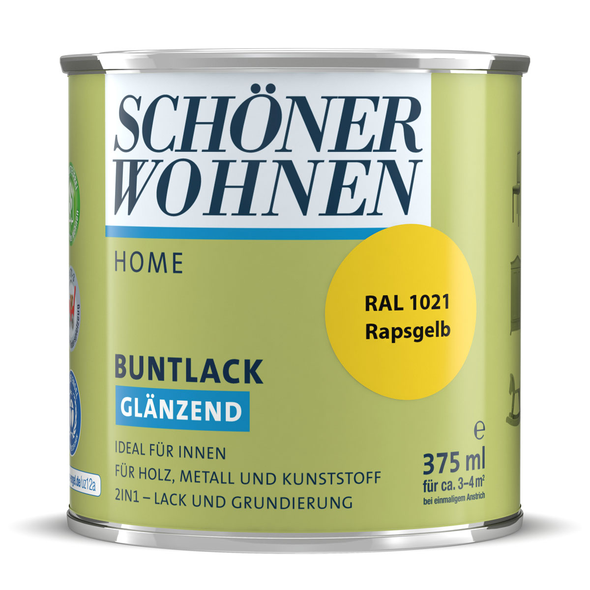 Schöner Wohnen Farbe Buntlack Home rapsgelb glänzend 375 ml