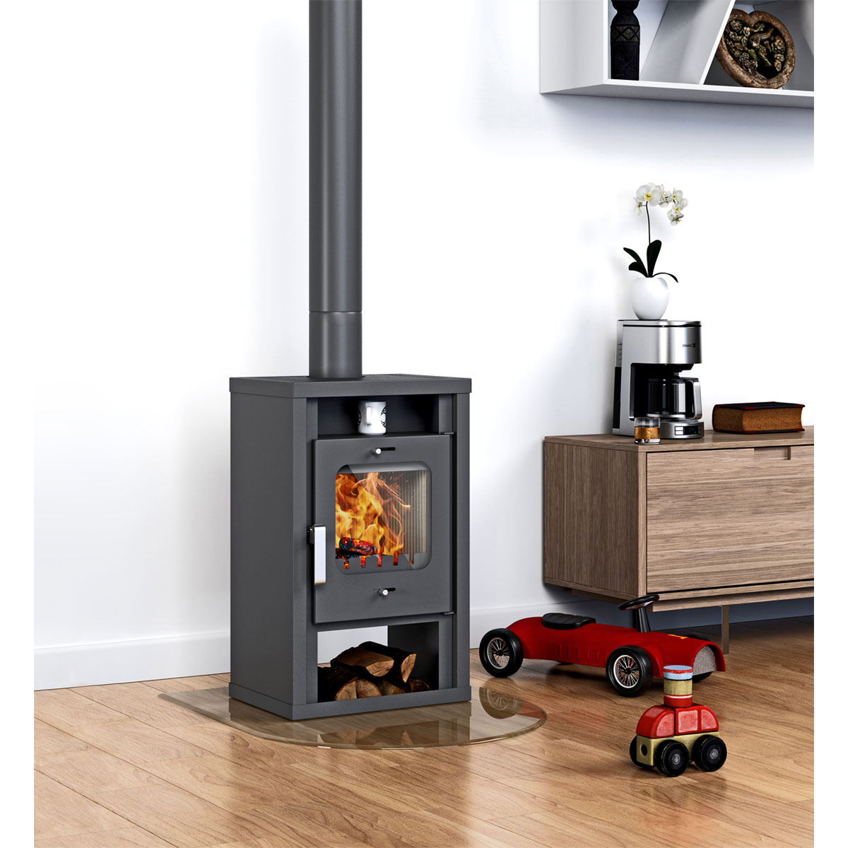 Kaminofen Katharina gussgrau 55,5 x 90,5 x 44,5 cm Bild 3