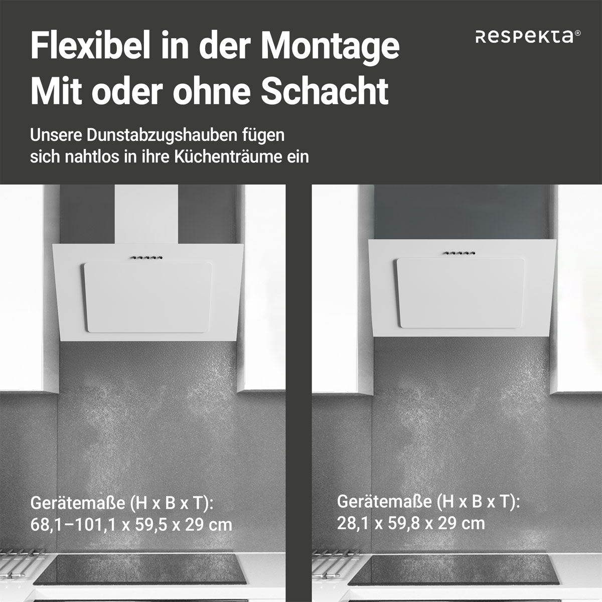 Respekta Schraeghaube EEK:B weiss 60cmCH33060WB Bild 8